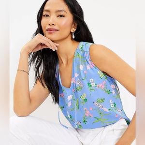 NWOT Loft Garden Tie Neck Mixed Media Shell size Medium